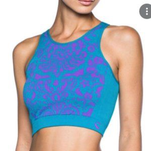 ISO Climawear Aloha Crop in blue and purple.